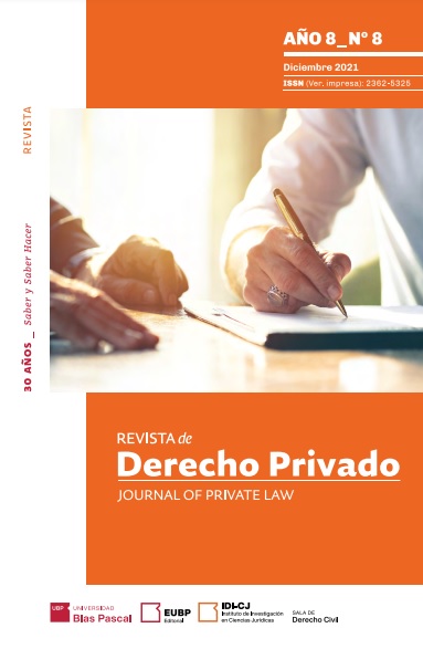 					Ver Vol. 8 Núm. 8 (2021): Revista de derecho privado
				